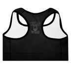 Croptop femminile aderente con scritta nera e logo in trasparenza