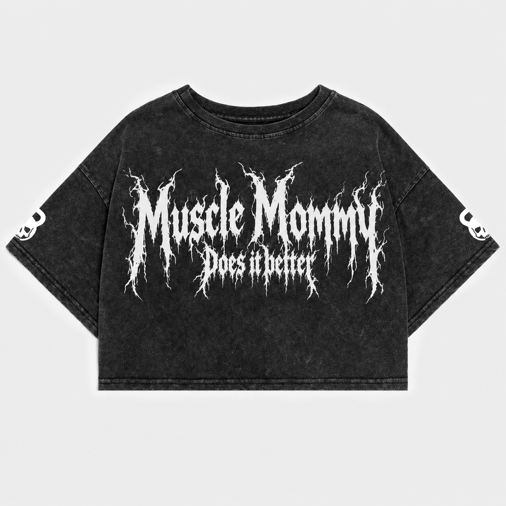 Crop Top Oversize Nero – Muscle Mommy Does It Better