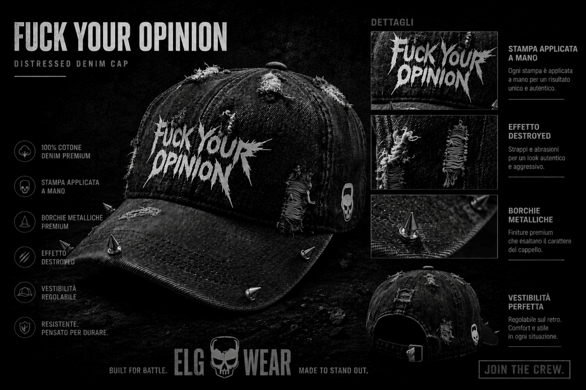 FUCK YOUR OPINION – Distressed Denim Cap - ELGwear